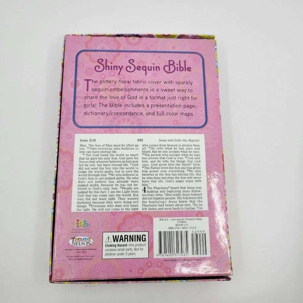 International Children's Bible Shiny Sequin Pink Colorful Holy Bible - Picture 4 of 10